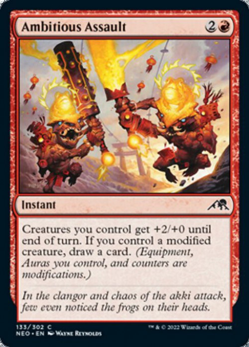 MtG Trading Card Game Kamigawa Neon Dynasty Common FOIL Ambitious Assault #133、ToyWiz、kayou