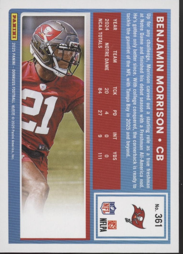 Benjamin Morrison 2025 Panini Donruss Rated Rookie Press Proof Black RC 02/10、Collector Store LLC、kayou