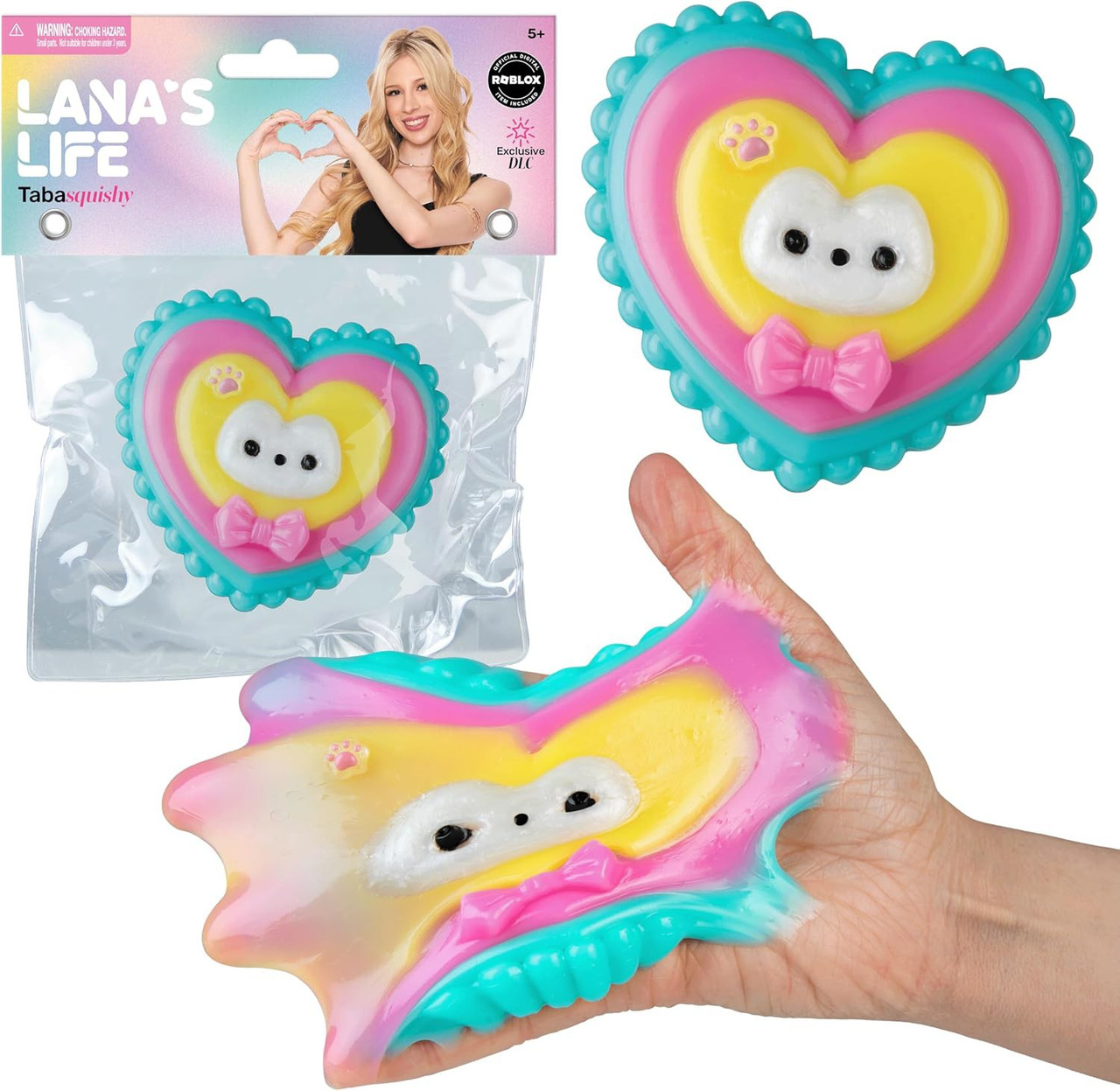 Lana's Life Rainbow Cat Heart 3.5-Inch Squishy Squeeze Toy Includes Roblox DLC Code、ToyWiz、kayou
