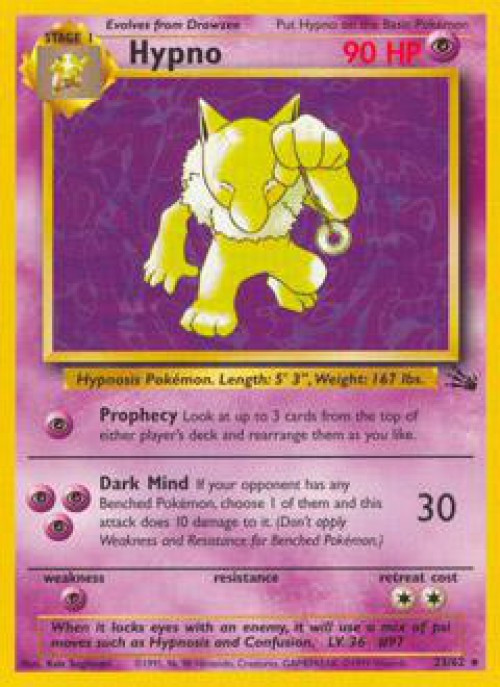 Pokemon Fossil Rare Hypno #23 Heavily Played、ToyWiz、kayou