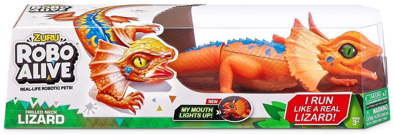 Robo Alive Frilled Neck Lizard Robotic Pet Figure Orange, Damaged Package、ToyWiz、kayou