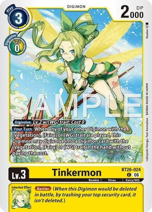 Digimon Trading Card Game Timeless Bonds Common Tinkermon BT26-024、ToyWiz、kayou