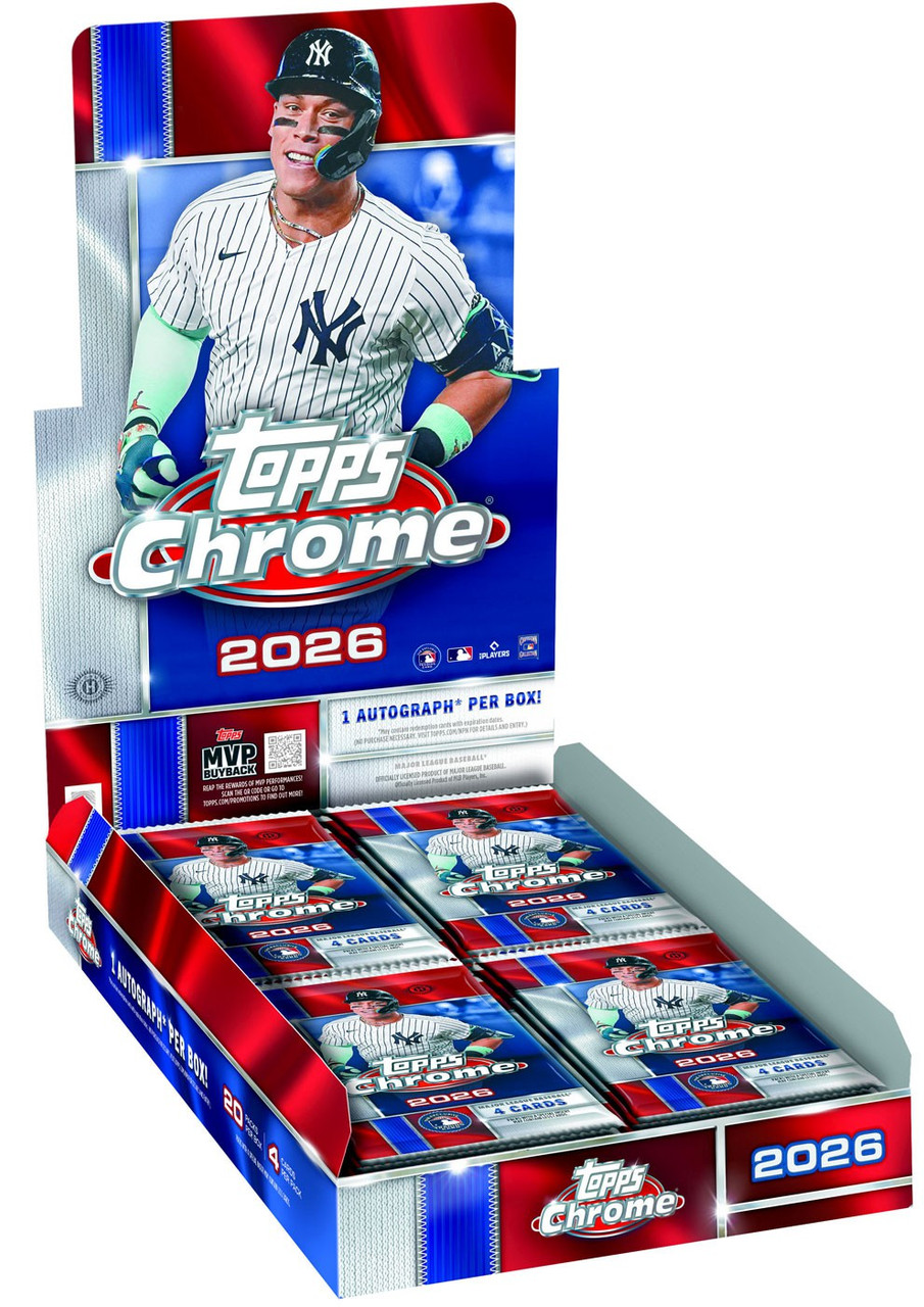 MLB Topps 2026 Chrome Baseball Trading Card HOBBY Box 20 Packs, 1 Autograph、ToyWiz、kayou