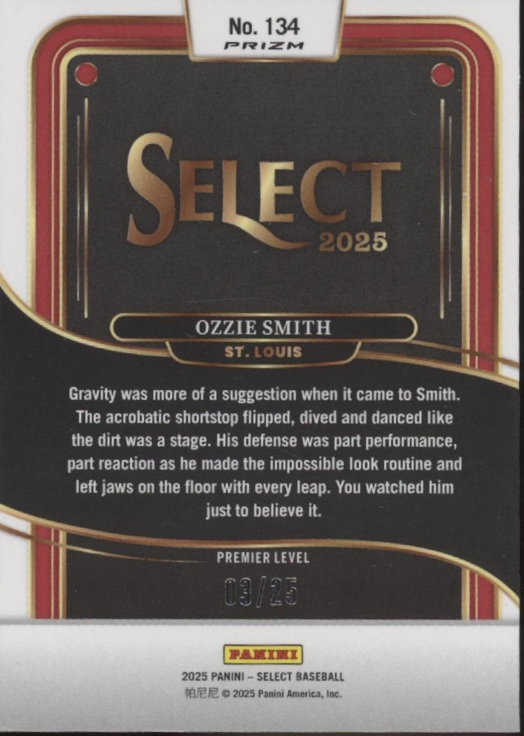 Ozzie Smith 2025 Panini Select White Ice Prizm 03/25 #134、Collector Store LLC、kayou