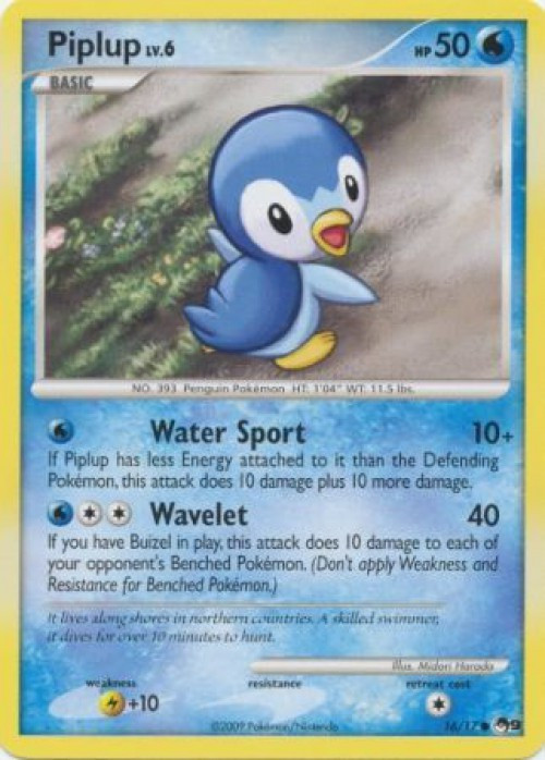 Pokemon Trading Card Game Organized Play Series 9 Common Piplup #16 Heavily Played、ToyWiz、kayou