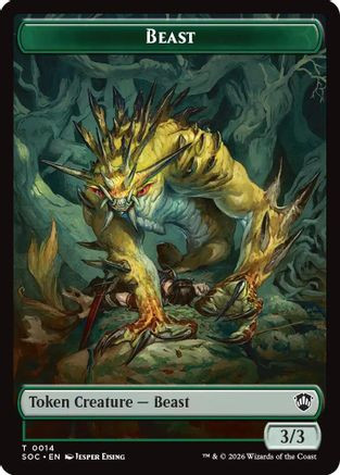 Beast // Fractal (0004) Double-Sided Token (SOC-14 // 4) - Commander: Secrets of Strixhaven、Wizards of the Coast、kayou