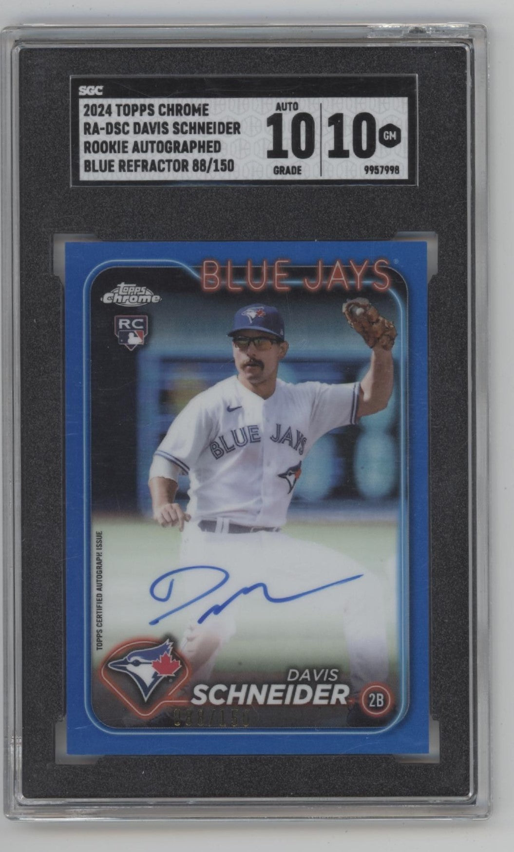 Davis Scheider 2024 Topps Chrome Blue Refractor RC Auto 88/150 SGC 10 / 10、Collector Store LLC、kayou