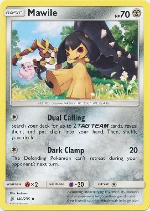 Pokemon Trading Card Game Sun & Moon Cosmic Eclipse Uncommon Mawile #140 Reverse Holo Lightly Played、ToyWiz、kayou