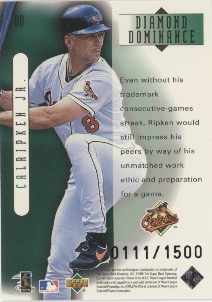 Cal Ripken Jr. 1999 Upper Deck Black Diamond Dominance 0111/1500 #D8、Collector Store LLC、kayou