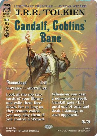 Gandalf, Goblins' Bane (Borderless) (Surge Foil) (HOB-278) - The Hobbit Foil、Wizards of the Coast、kayou