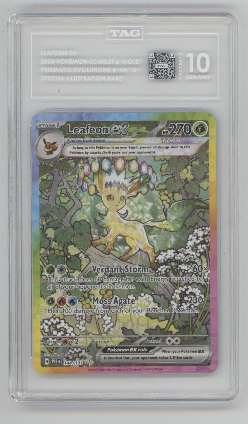 Leafeon ex Pokemon Prismatic Evolutions Special Illustration Rare #144 TAG 10、Collector Store LLC Gaming、kayou