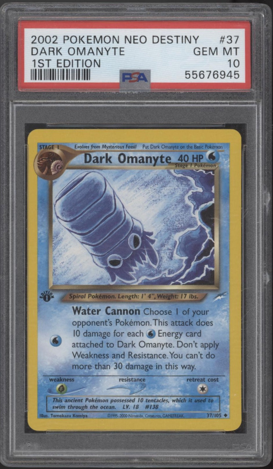 Dark Omanyte Pokemon Neo Destiny 1st Edition #37 PSA 10、Collector Store LLC Gaming、kayou