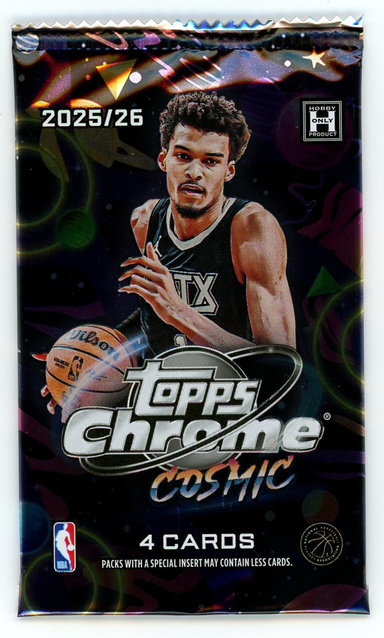NBA Topps 2025-26 Cosmic Chrome Basketball Trading Card HOBBY Pack 4 Cards、ToyWiz、kayou