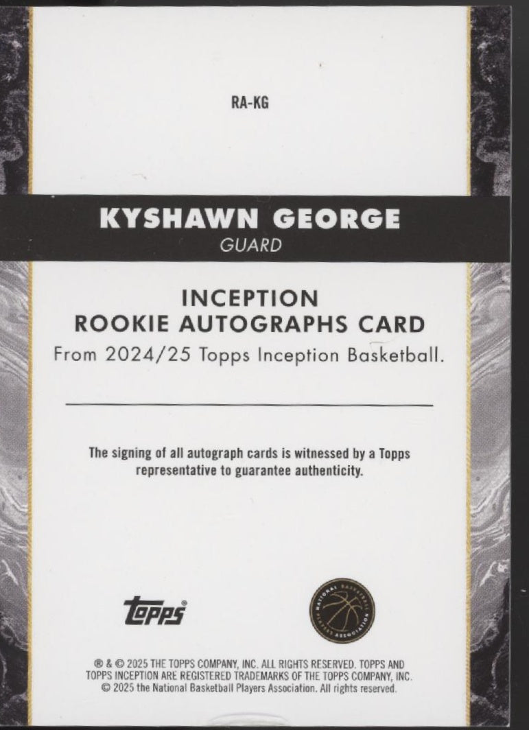 Kyshawn George 2024-25 Topps Inception RC Auto #RA-KG、Collector Store LLC、kayou