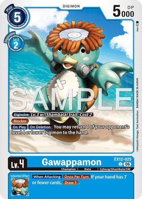 Digimon Trading Card Game Digital World Shambala Common Gawappamon EX12-025、ToyWiz、kayou