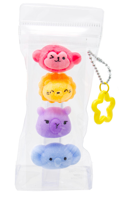 Taba-Licious Teenies Monkey, Lion, Capybara & Elephant 1.25-Inch Squeeze Toy 4-Pack、ToyWiz、kayou