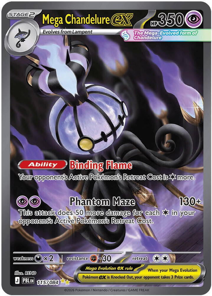 Pokemon Trading Card Game Mega Evolution Pitch Black Special Illustration Rare Mega Chandelure ex - 115/084 #115、ToyWiz、kayou
