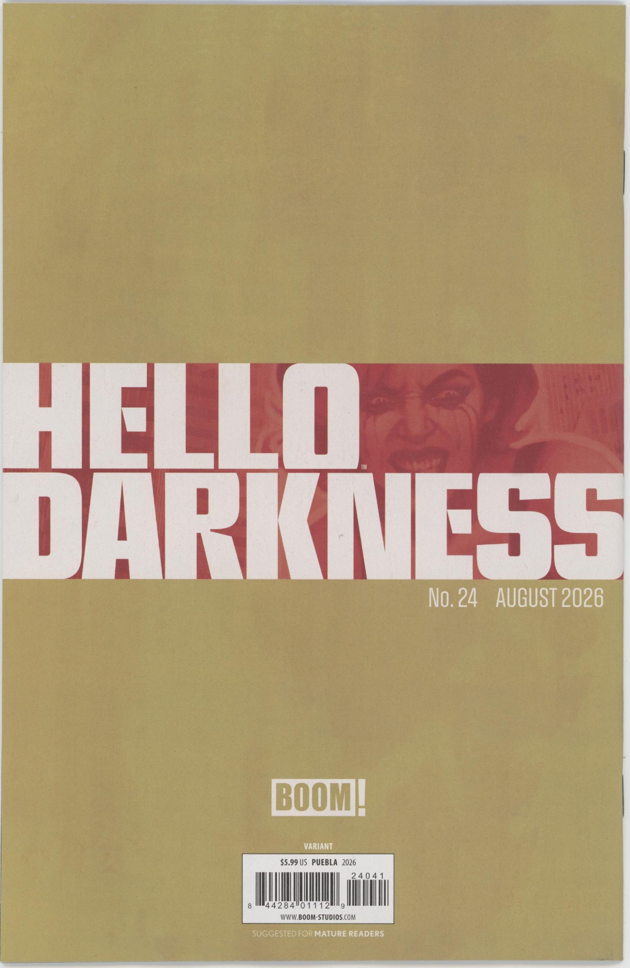 Hello Darkness #24 D 1 in 10 Variant Edition (Full Art, Puebla)、Boom! Entertainment、kayou