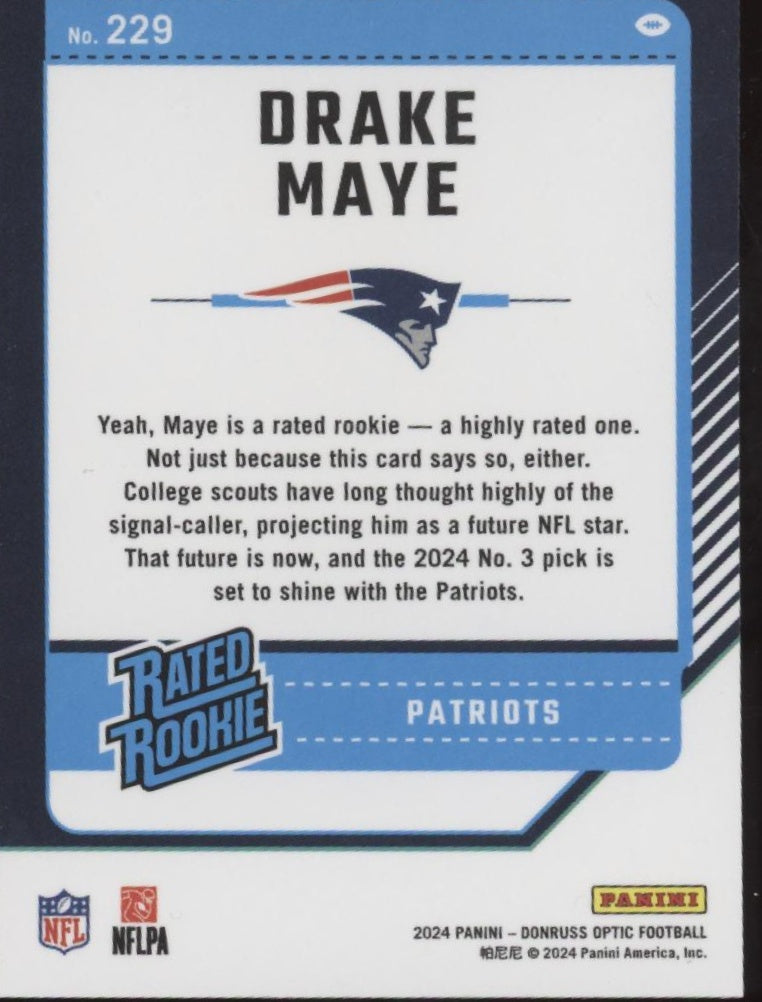 Drake Maye 2024 Panini Donruss Optic Rated Rookie RC #229、Collector Store LLC、kayou