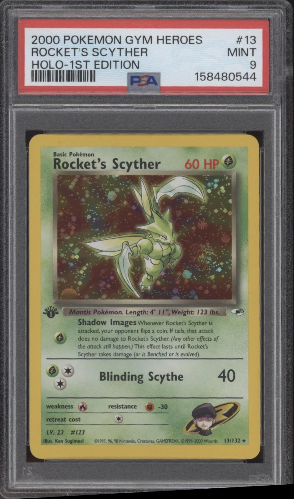 Rocket's Scyther Pokemon Gym Heroes Holo 1st Edition #13 PSA 9、Collector Store LLC Gaming、kayou
