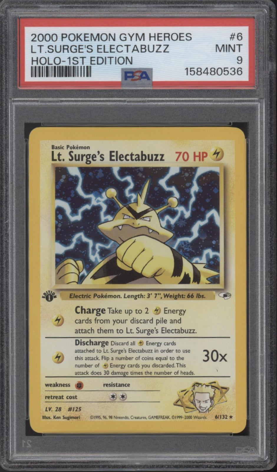 Lt. Surge's Electabuzz Pokemon Gym Heroes Holo 1st Edition #6 PSA 9、Collector Store LLC Gaming、kayou