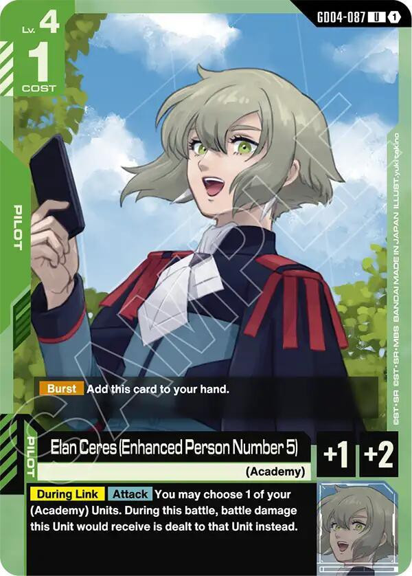 Gundam Trading Card Game Phantom Aria Uncommon Elan Ceres GD04-087 Enhanced Person Number 5、ToyWiz、kayou