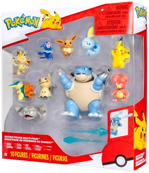 Pokemon Battle Ready Meowth, Cyndaquil, Popplio, Mimikyu, Eevee, Geodude, Sobble, Blastoise, Pikachu & Magby Exclusive 3-Inch Multi Figure 10-Pack、ToyWiz、kayou