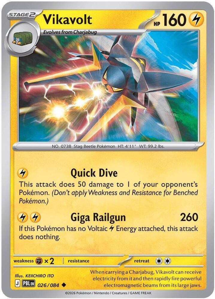 Pokemon Trading Card Game Mega Evolution Pitch Black Uncommon Vikavolt #26、ToyWiz、kayou