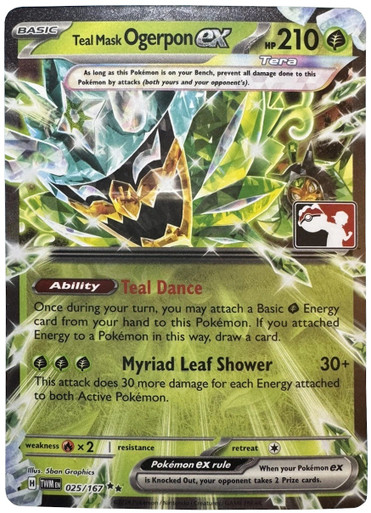 SV Twilight Masquerade 025/167 Teal Mask Ogerpon ex (Prize Pack League Promo Right Side Stamp)、Pokemon、kayou