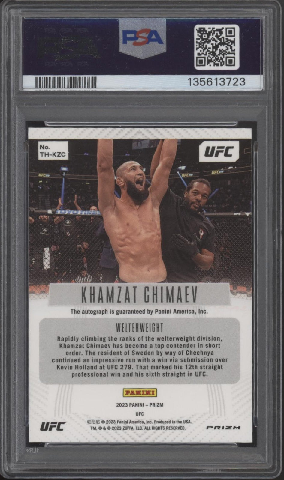 Khamzat Chimaev 2023 Panini Prizm Throwback Signature Silver Prizm Auto PSA 9、Collector Store LLC、kayou