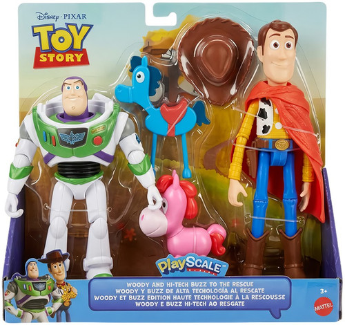 Disney / Pixar Toy Story 5 Playscale Woody & Hi-Tech Buzz to the Rescue Exclusive Posable Action Figure 4-Pack with Pink Pony & Bendy Blue Horse、ToyWiz、kayou
