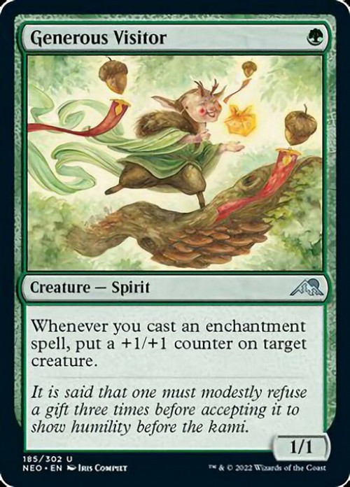 MtG Trading Card Game Kamigawa Neon Dynasty Uncommon FOIL Generous Visitor #185、ToyWiz、kayou