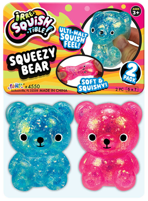 Irre-Squish-Tible! Squeezy Bear Blue & Pink Squishy Toy 2-Pack、ToyWiz、kayou