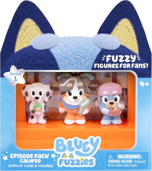 Bluey Fuzzies Episode Pack Calypso 2-Inch Display Case & 3 Flocked Figures Bluey, Chloe & Calypso、ToyWiz、kayou