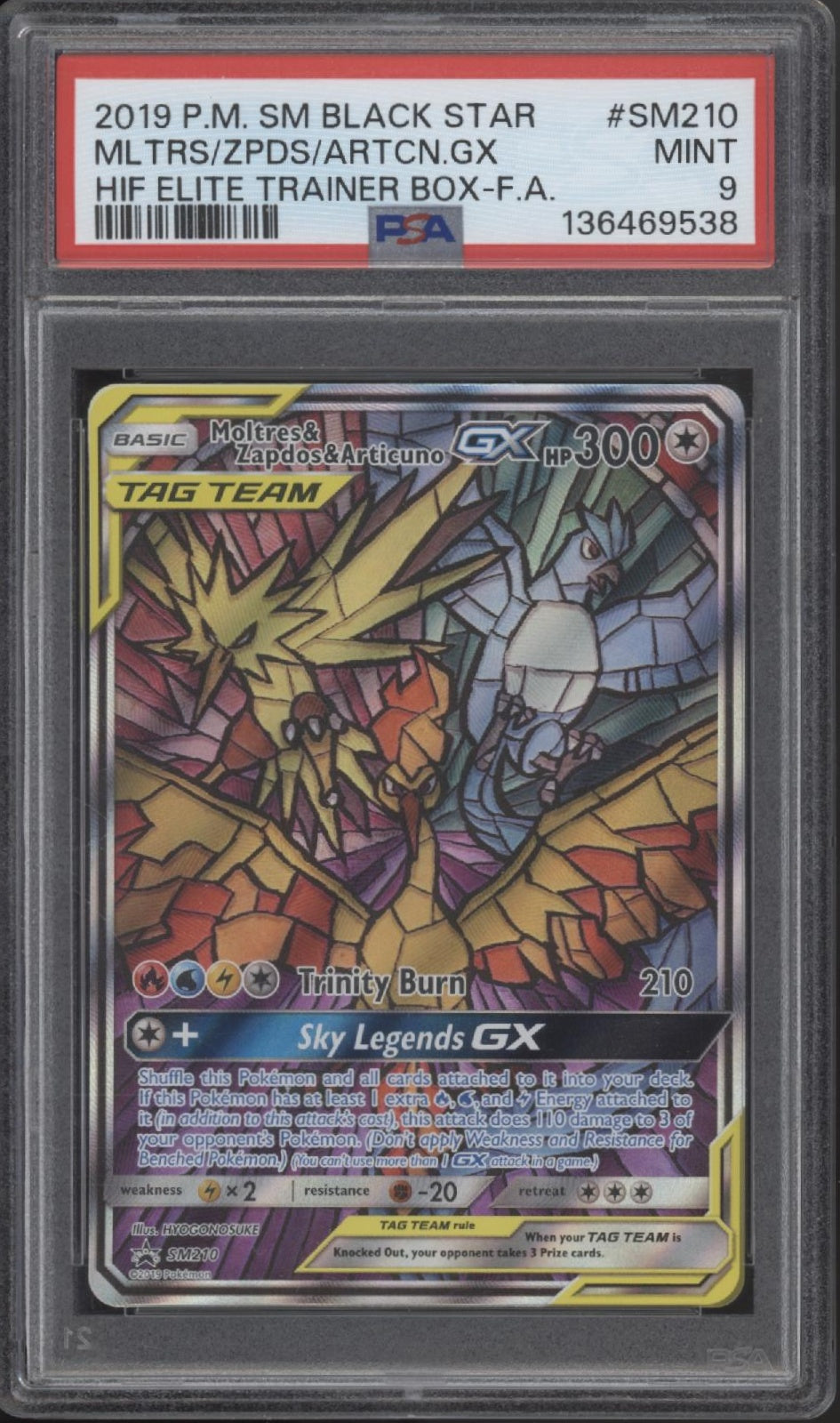 Moltres Zapdos Articuno GX Pokemon Hidden Fates ETB Full Art #SM210 PSA 9 #2、Collector Store LLC Gaming、kayou