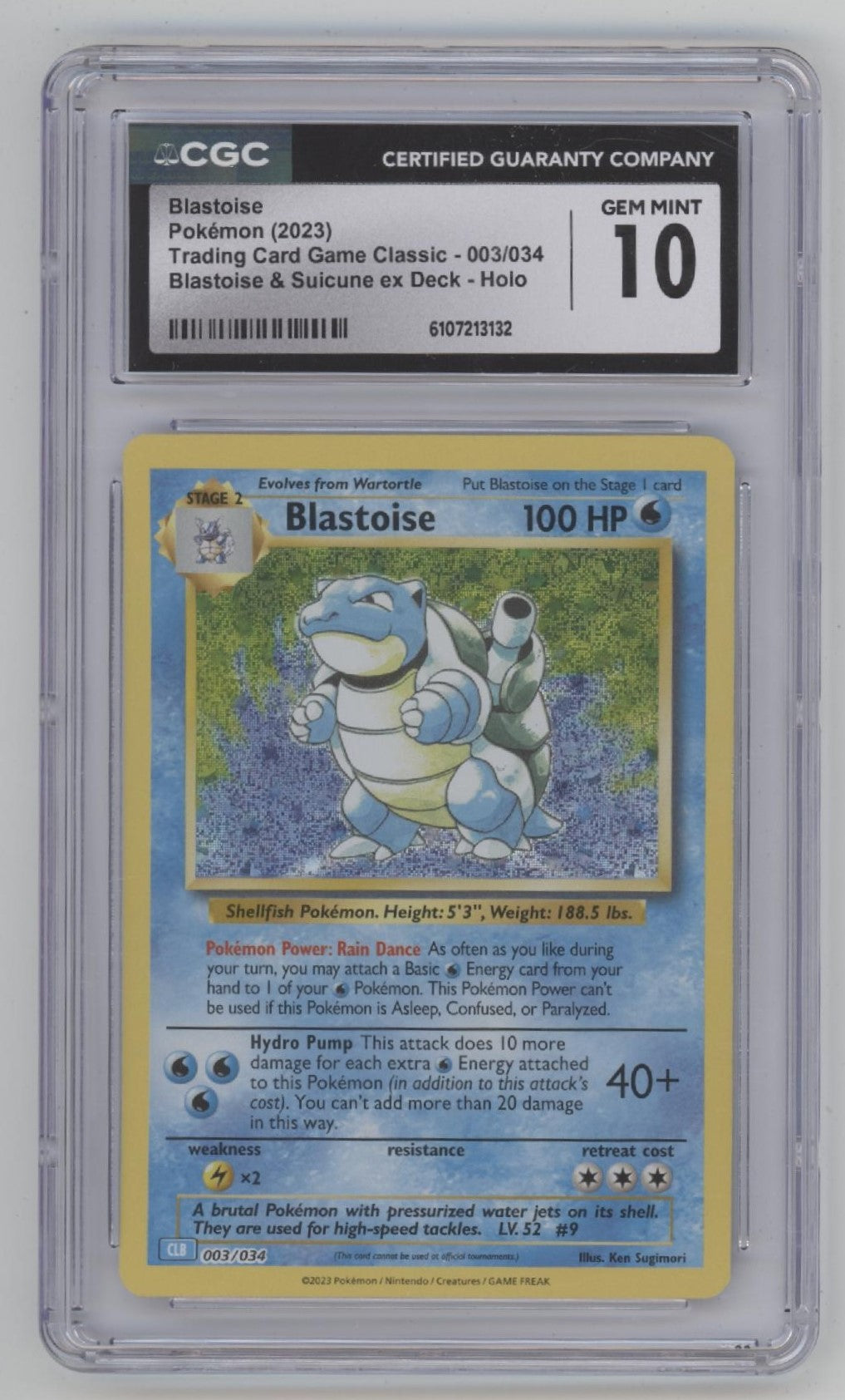 Blastoise Pokemon Blastoise & Suicune ex Deck Holo #003 CGC 10、Collector Store LLC Gaming、kayou