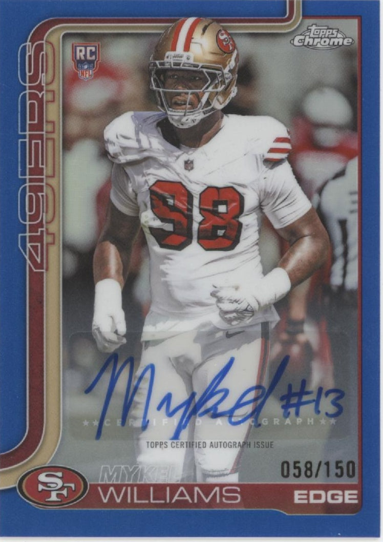 Mykel Williams 2025 Topps Chrome Blue Refractor RC Auto 058/150 #RA-MW、Collector Store LLC、kayou