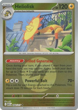 Heliolisk - 064/217 (Energy Symbol Pattern) 64 - ME Ascended Heroes Reverse Holofoil、The Pokémon Company、kayou