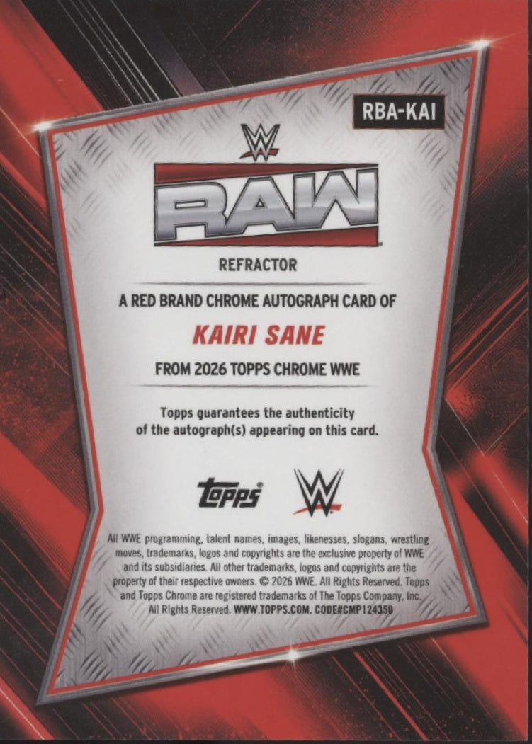 Kairi Sane 2026 Topps Chrome Red Brand Chrome Auto #RBA-KAI、Collector Store LLC、kayou