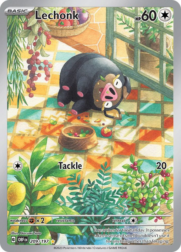 Pokemon Trading Card Game Obsidian Flames Illustration Rare Lechonk #209 Moderately Played、ToyWiz、kayou