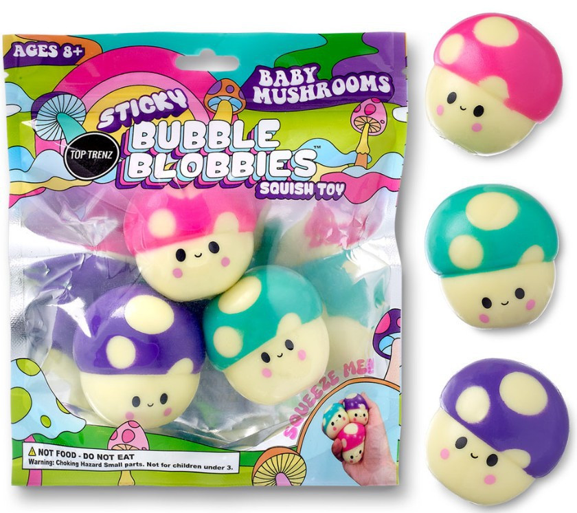 Sticky Bubble Blobbies Baby Mushrooms Squish Toy 3-Pack Squeeze Me!、ToyWiz、kayou