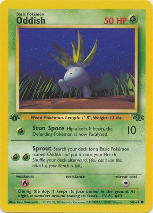 Pokemon Jungle Common Oddish #58 1st Edition Damaged、ToyWiz、kayou