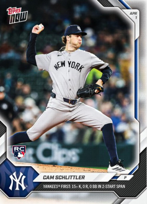 MLB New York Yankees 2026 NOW Baseball Cam Schlittler #41 Rookie Card, First 15+K, 0 R, 0 BB in 2-Start Span、ToyWiz、kayou