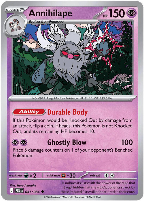 Pokemon Trading Card Game Mega Evolution Pitch Black Uncommon Annihilape #41、ToyWiz、kayou