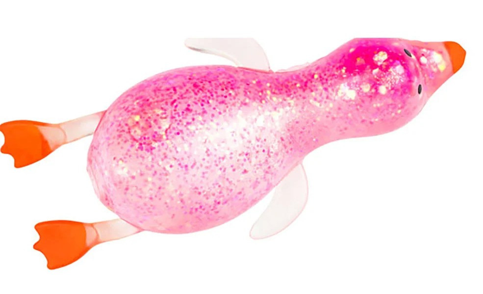 Ralex Squishy Sugar Glitter Duck PINK 4-Inch Squeeze Toy、ToyWiz、kayou