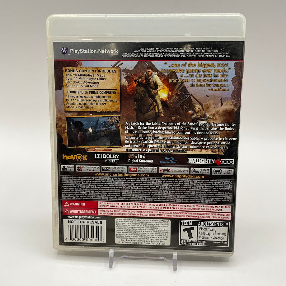Uncharted 3 Drake's Deception GOTY Not For Resale Playstation 3 Used、Collector Store LLC - VG、kayou
