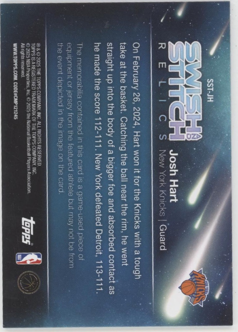 Josh Hart 2025-26 Topps Swish & Stitch Swatch #SST-JH、Collector Store LLC、kayou