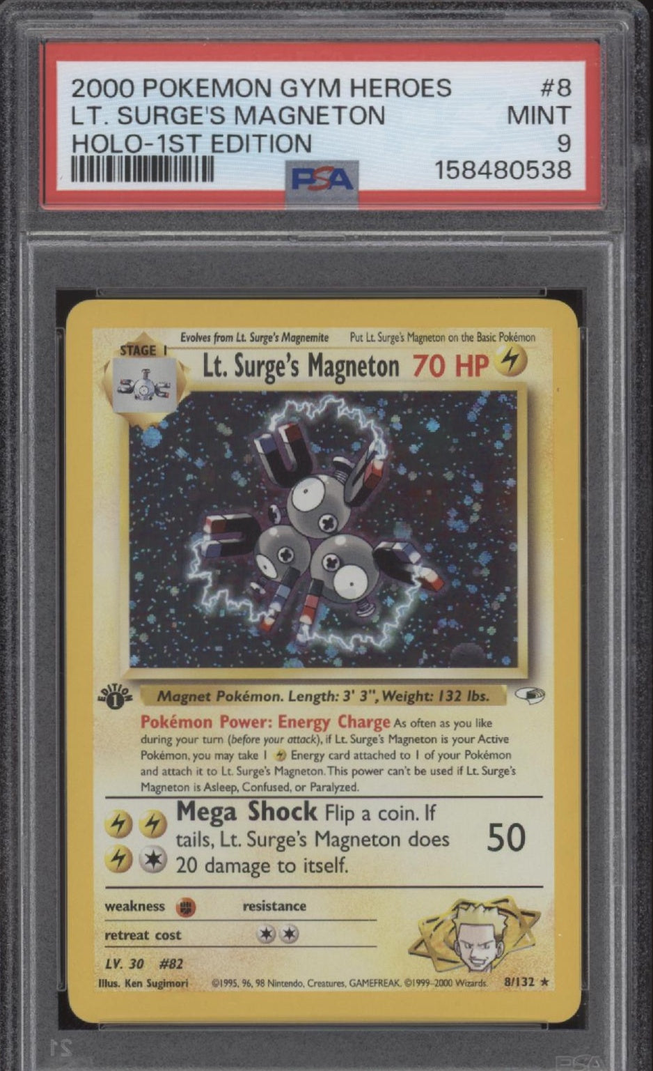 Lt. Surge's Magneton Pokemon Gym Heroes Holo 1st Edition #8 PSA 9、Collector Store LLC Gaming、kayou