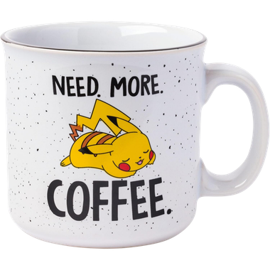 Pokemon: Pikachu Need More Coffee - Ceramic Camper Mug (20oz)、Silver Buffalo、kayou