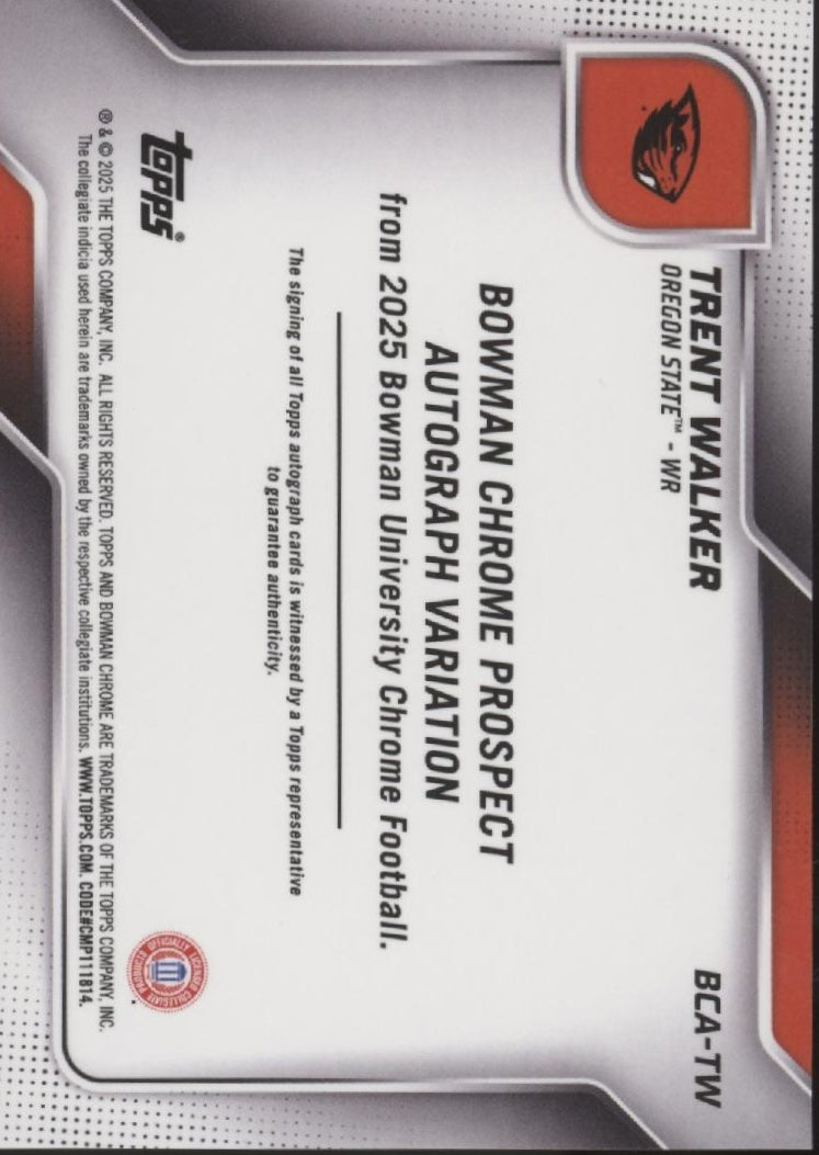 Trent Walker 2025 Bowman Chrome University Gold Shimmer Auto 47/50 #BCA-TW、Collector Store LLC、kayou